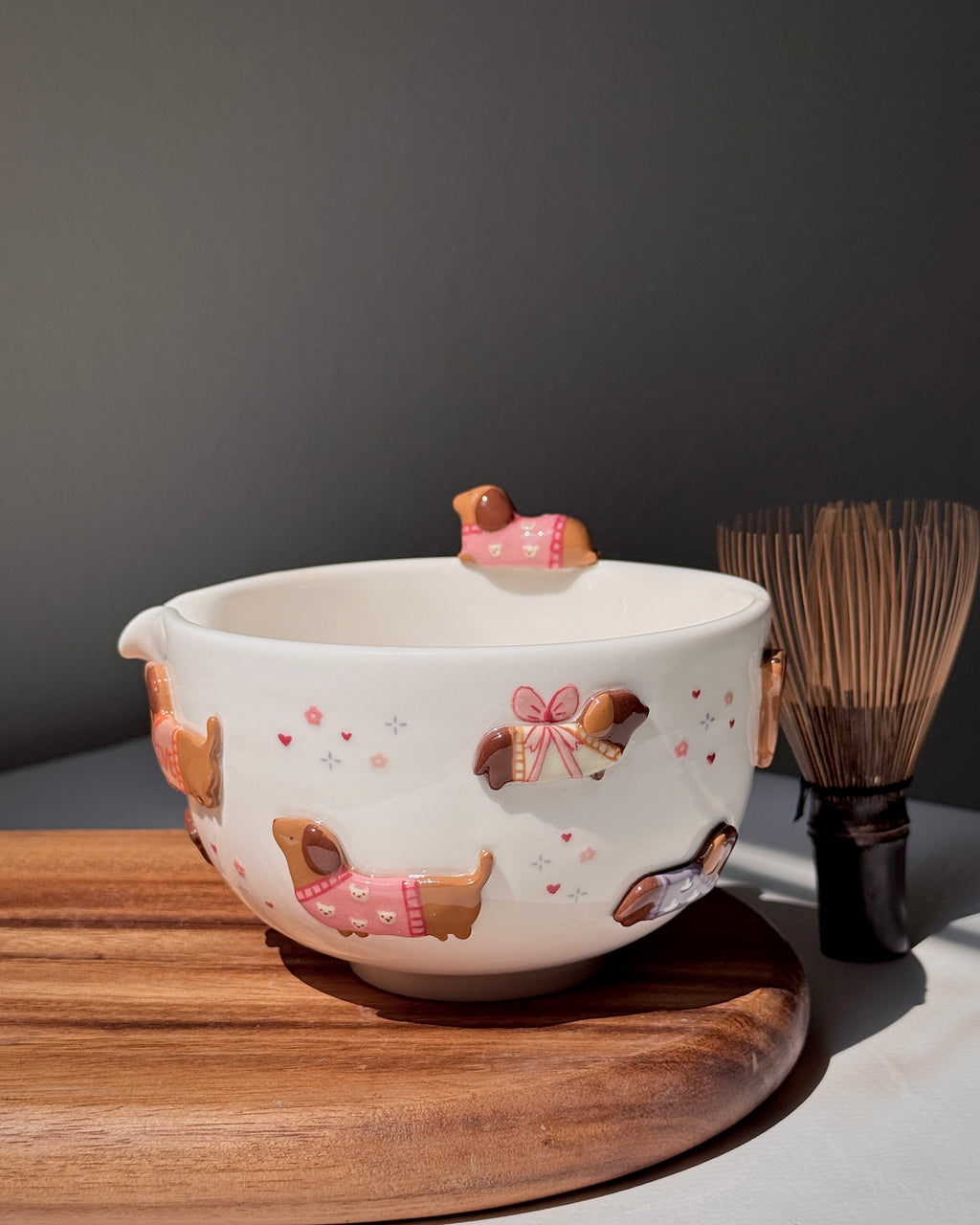 PINK DACHSHUND,Matcha bowl, Chawan