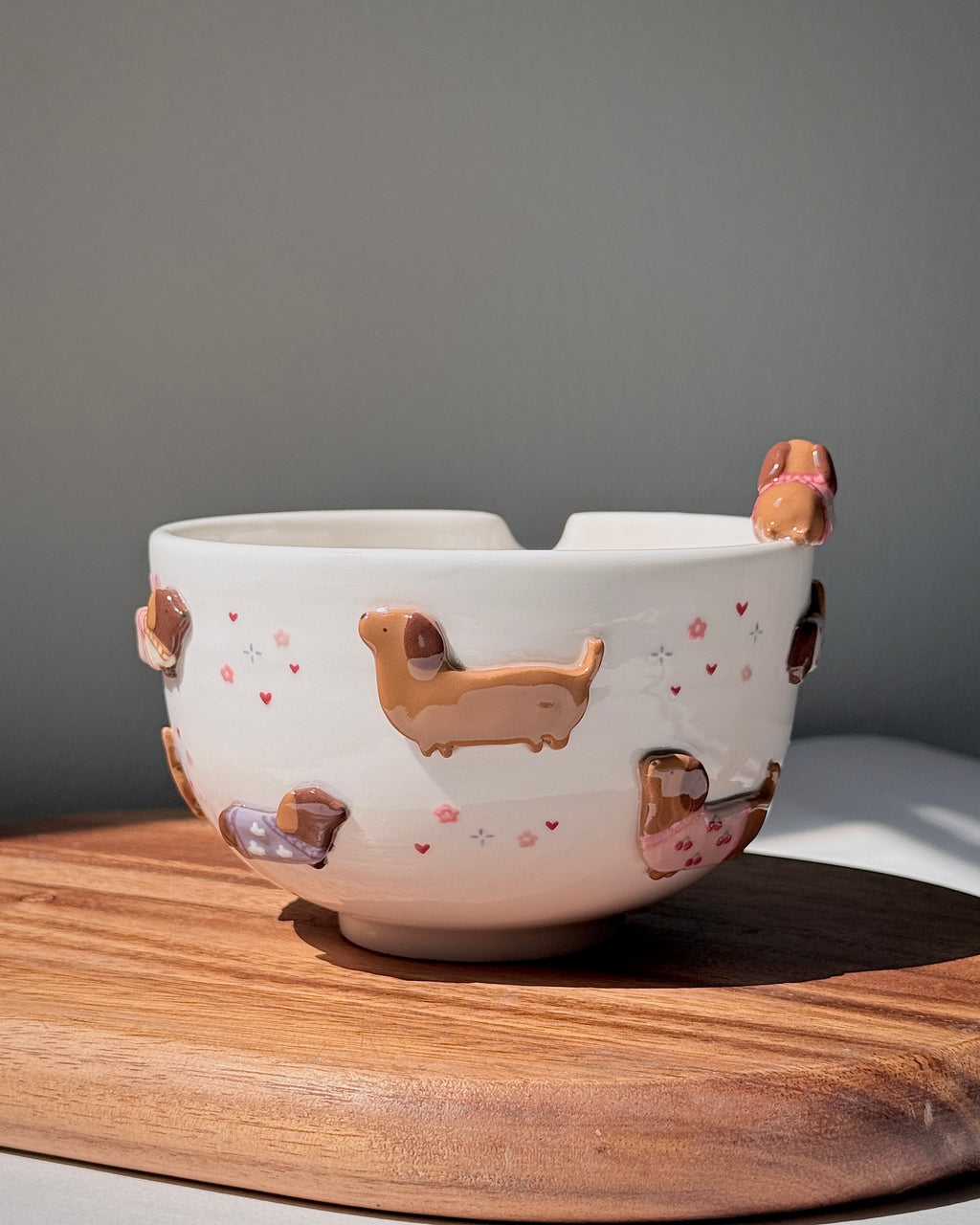 PINK DACHSHUND,Matcha bowl, Chawan