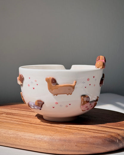 PINK DACHSHUND,Matcha bowl, Chawan
