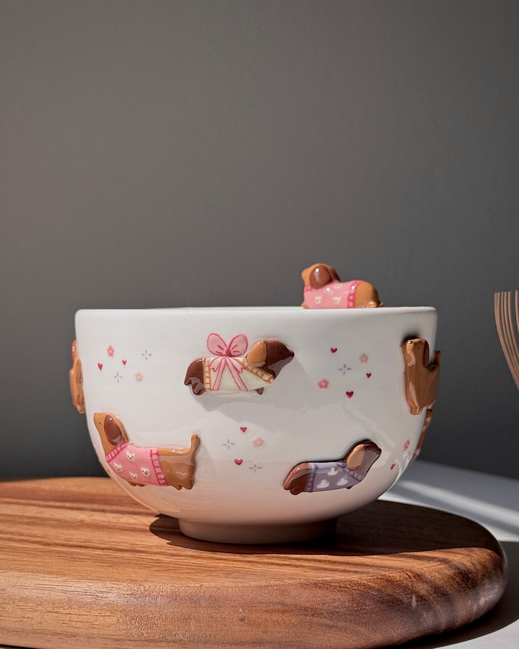 PINK DACHSHUND,Matcha bowl, Chawan