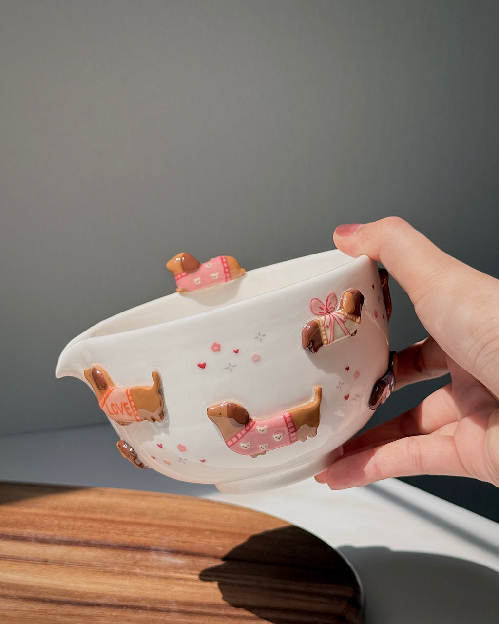 PINK DACHSHUND,Matcha bowl, Chawan