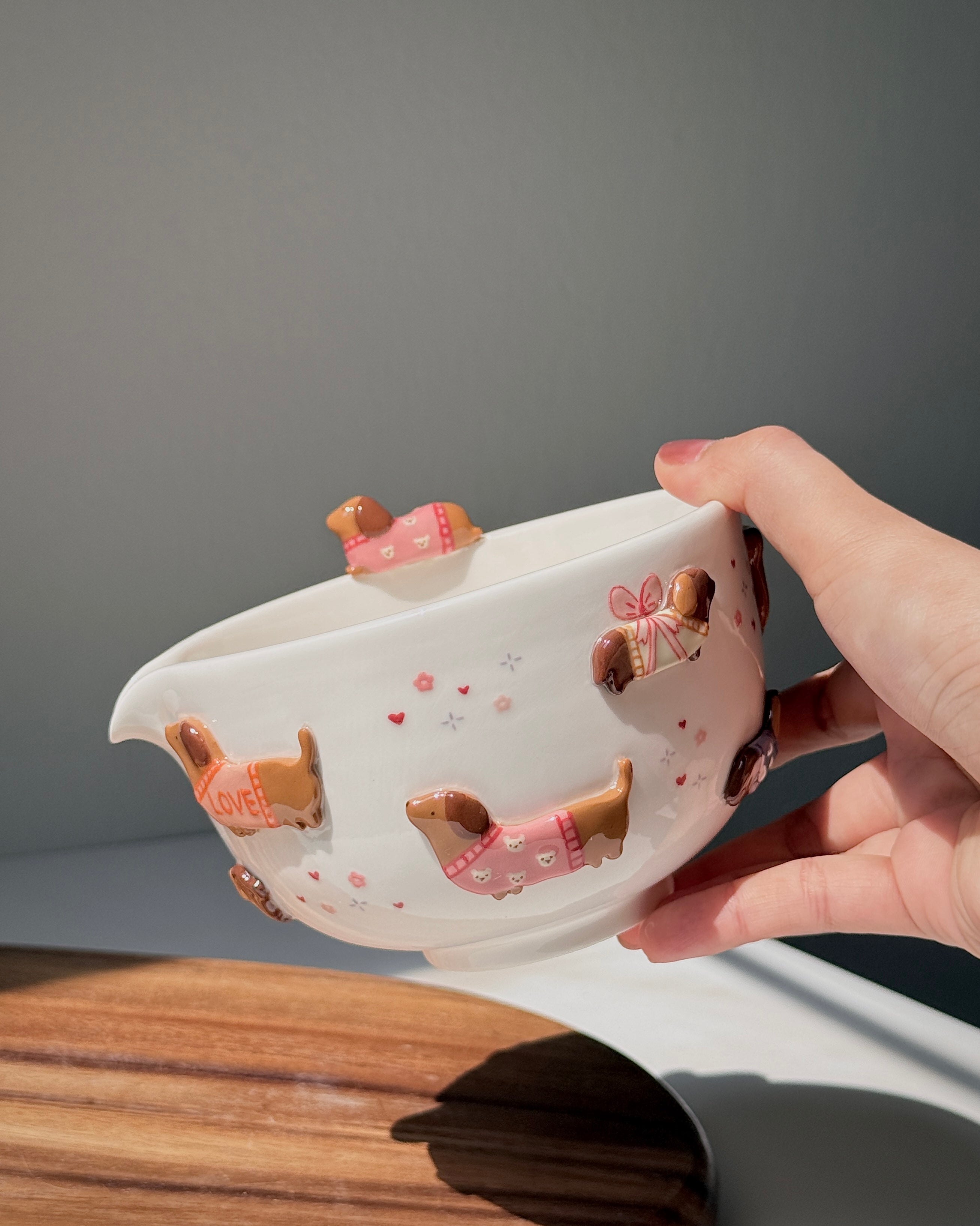 PINK DACHSHUND,Matcha bowl, Chawan