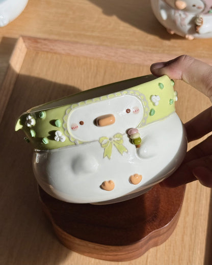 "Preorder" GREEN DUCK, Fluffy Matcha bowl -Estimated Completion: SEP