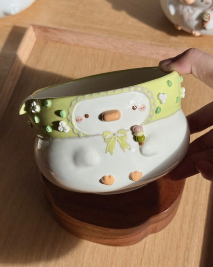 "Preorder" GREEN DUCK, Fluffy Matcha bowl -Estimated Completion: SEP