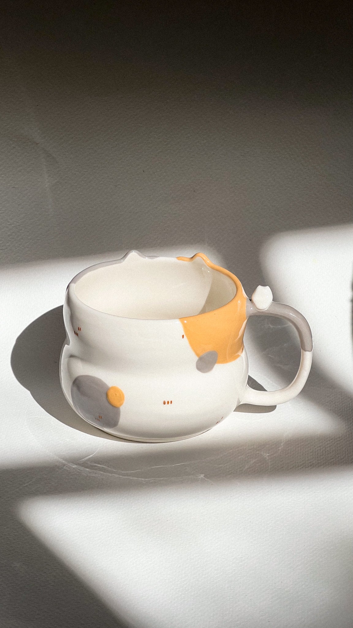 BICOLOR CAT cup, Fluffy size, coffee cup, tea cup, morning cup (PRE-ORDER), Estimated Completion:JUNE