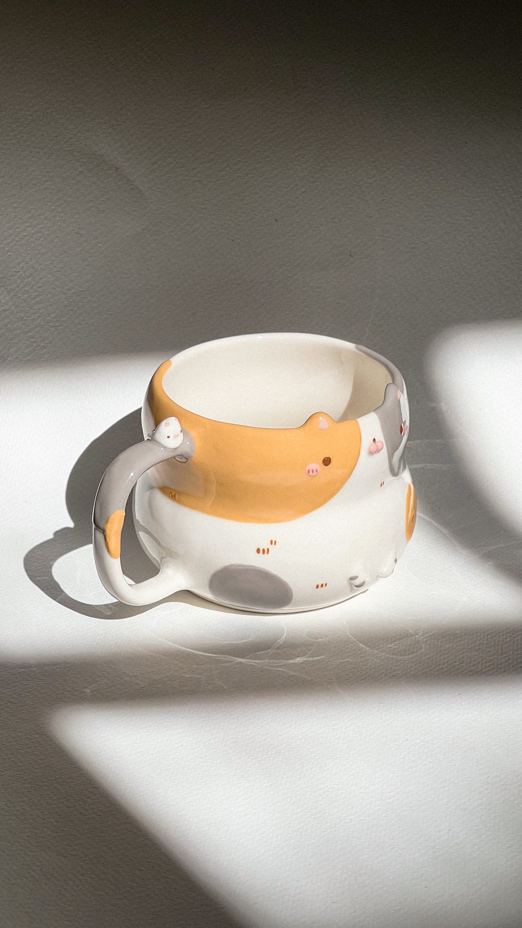 BICOLOR CAT cup, Fluffy size, coffee cup, tea cup, morning cup (PRE-ORDER), Estimated Completion:JUNE