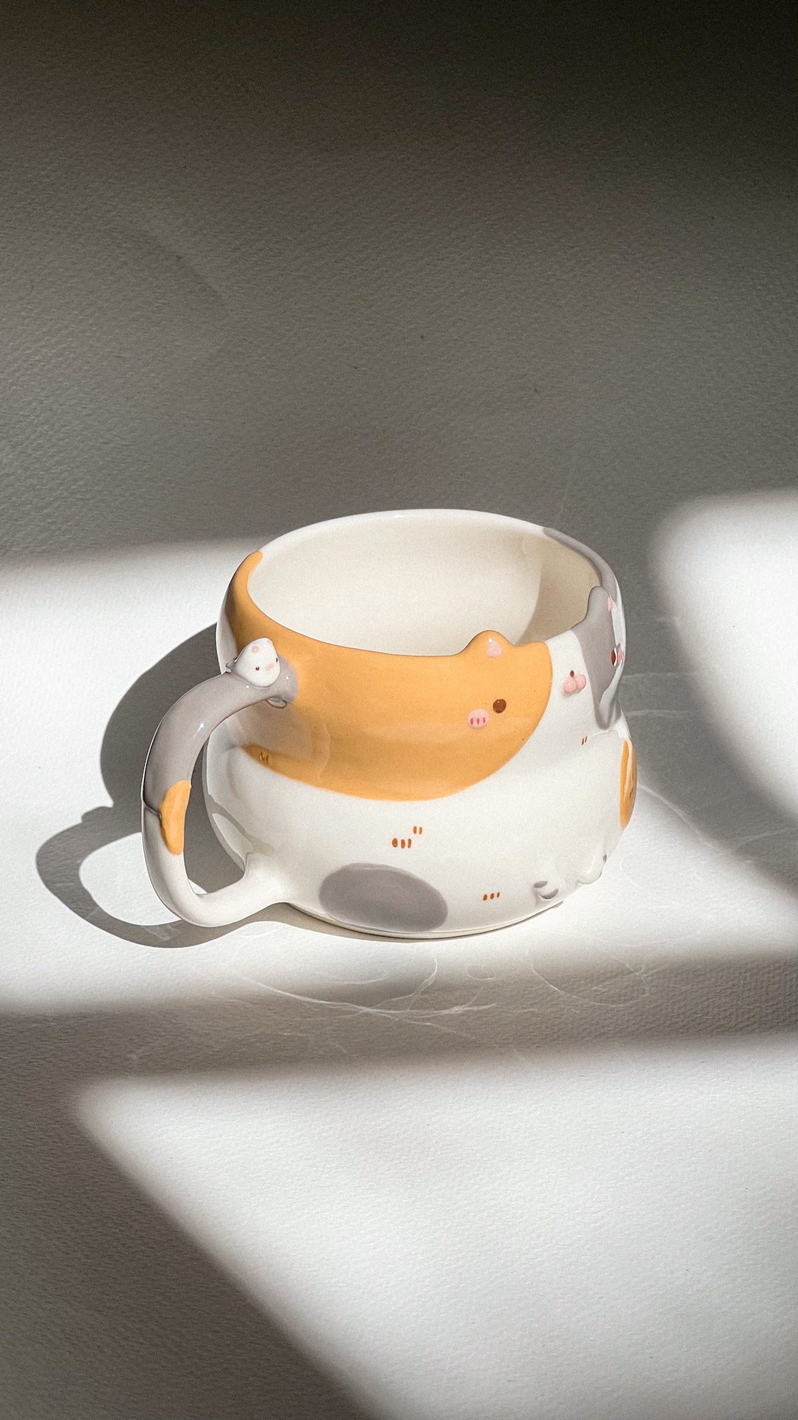 BICOLOR CAT cup, Fluffy size, coffee cup, tea cup, morning cup (PRE-ORDER), Estimated Completion:JUNE