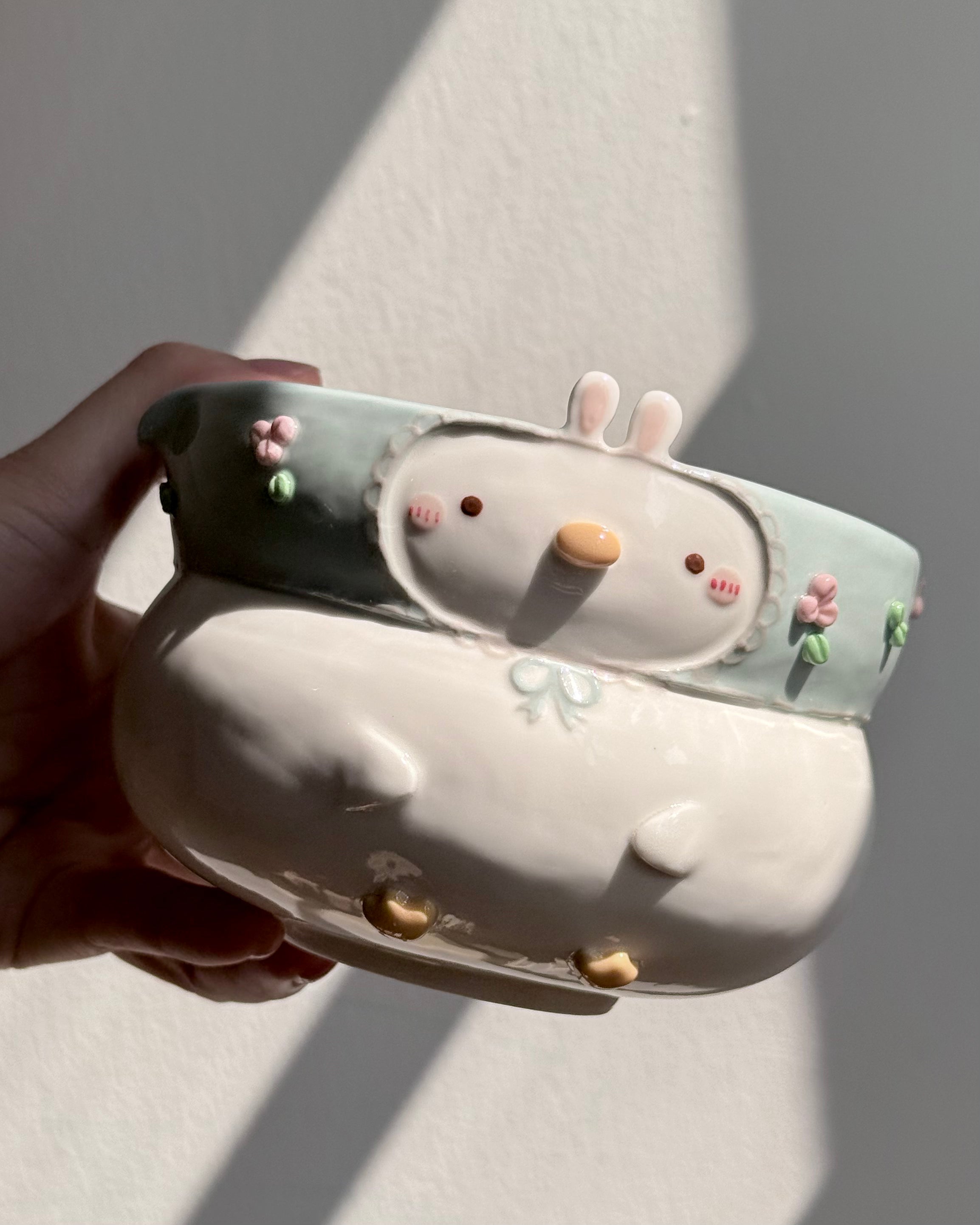 BUNNY DUCK Fluffy Matcha bowl (PRE-ORDER), Estimated Completion: May