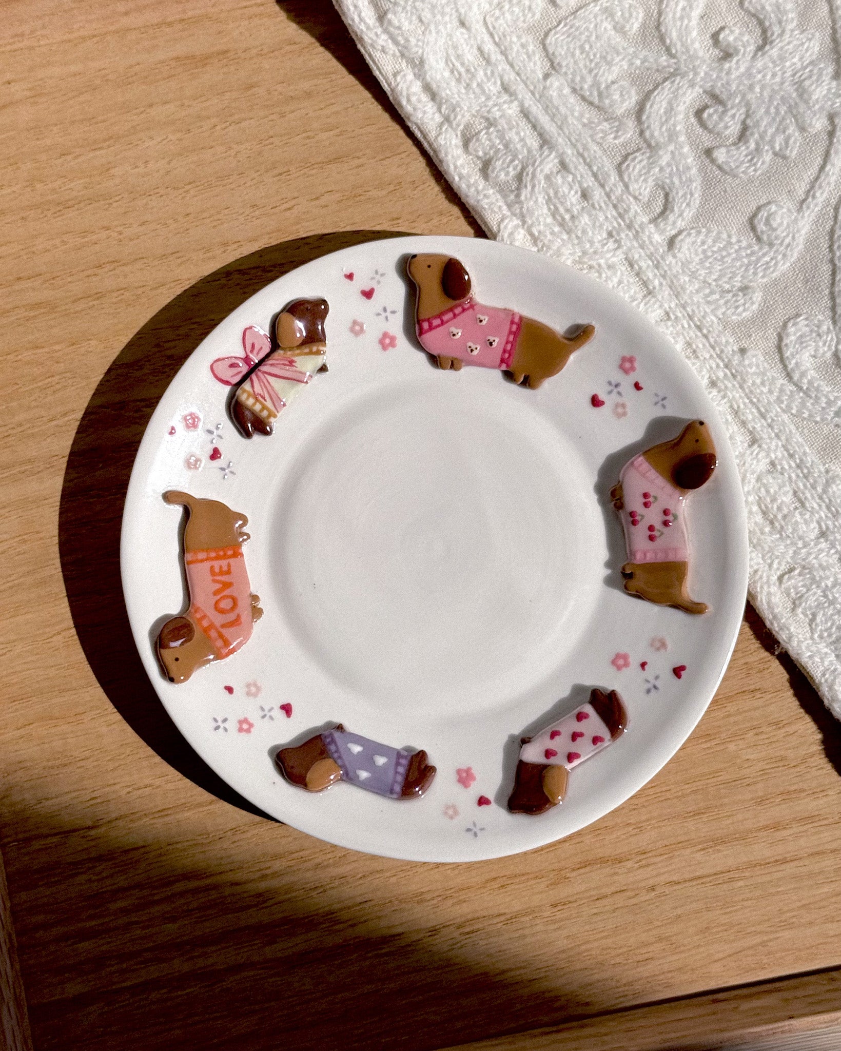 PINK DACHSHUND plate ,Small plate, PLATE,TRAY (PRE-ORDER), Estimated Completion:JUNE