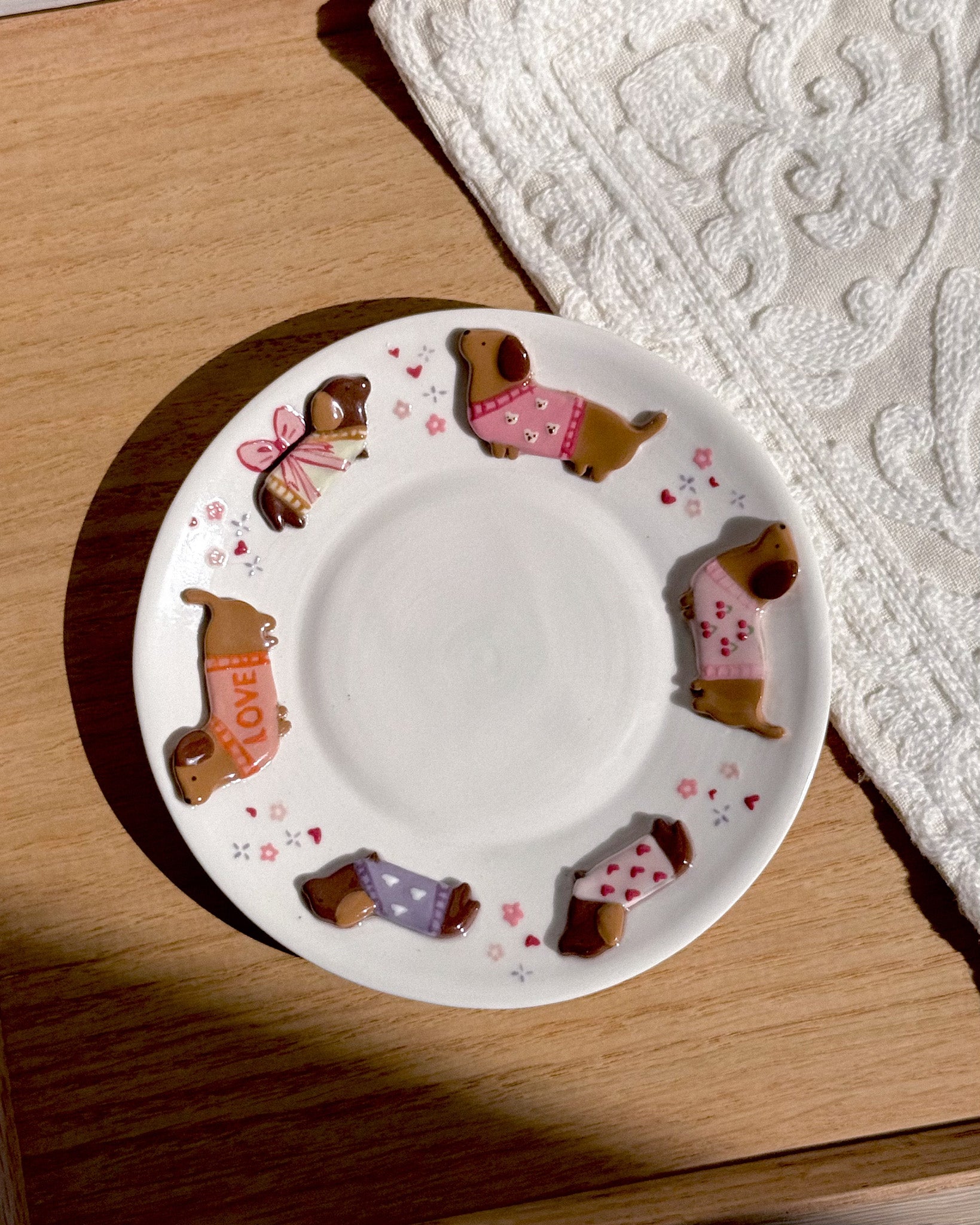 PINK DACHSHUND plate ,Small plate, PLATE,TRAY (PRE-ORDER), Estimated Completion:JUNE