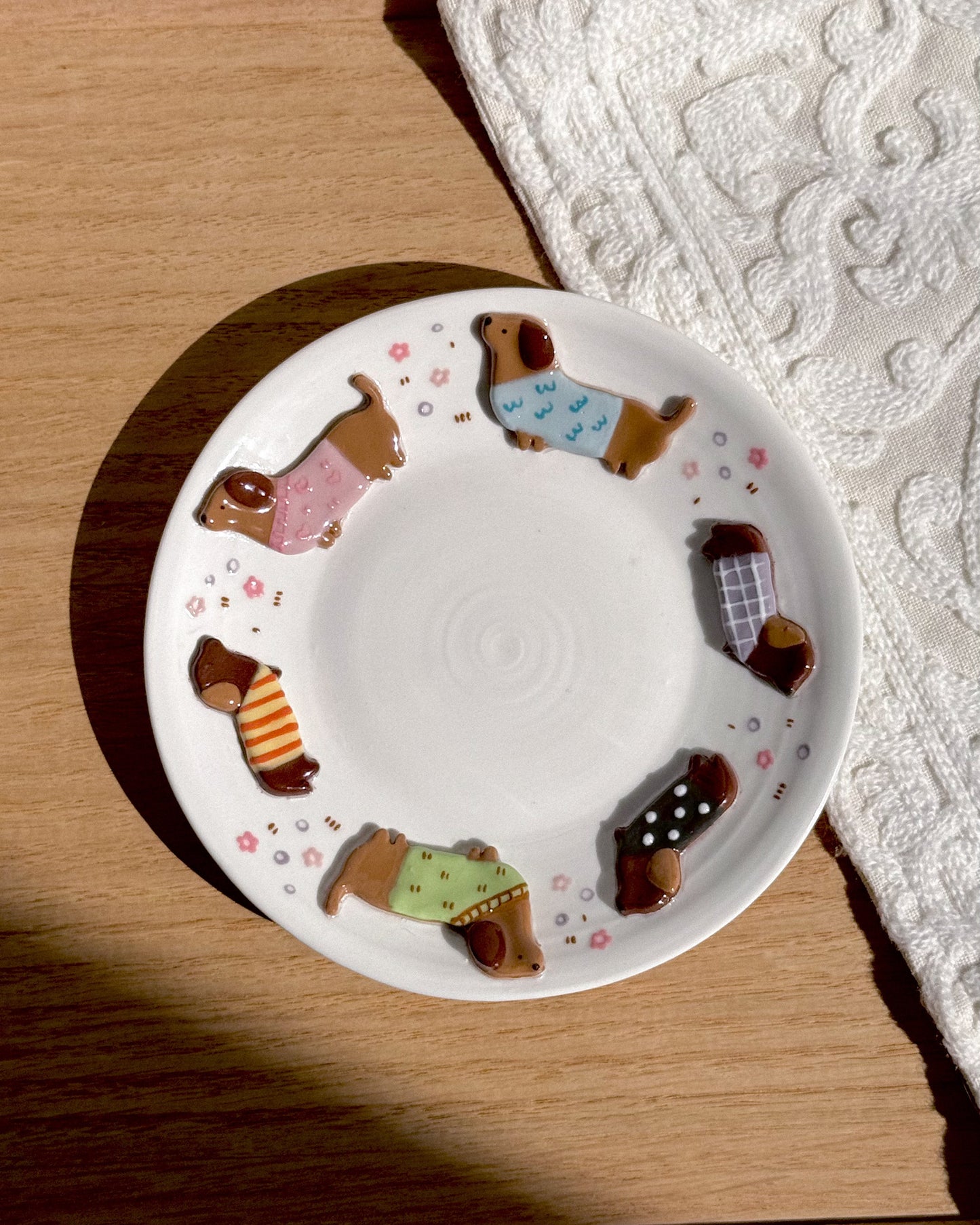"preorder" DACHSHUND DARK TONE plate ,Small plate -Estimated Completion: SEP