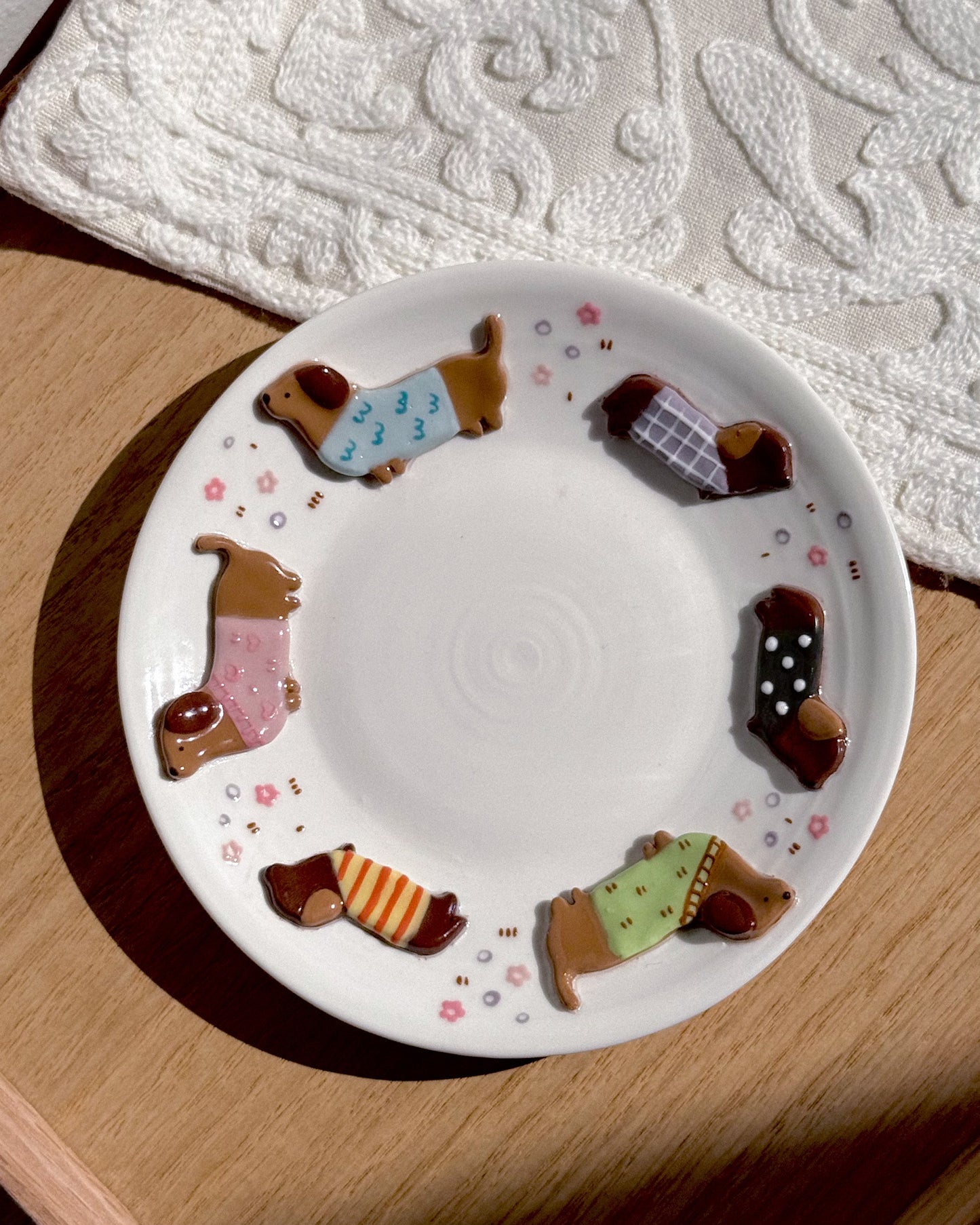 "preorder" DACHSHUND DARK TONE plate ,Small plate -Estimated Completion: SEP