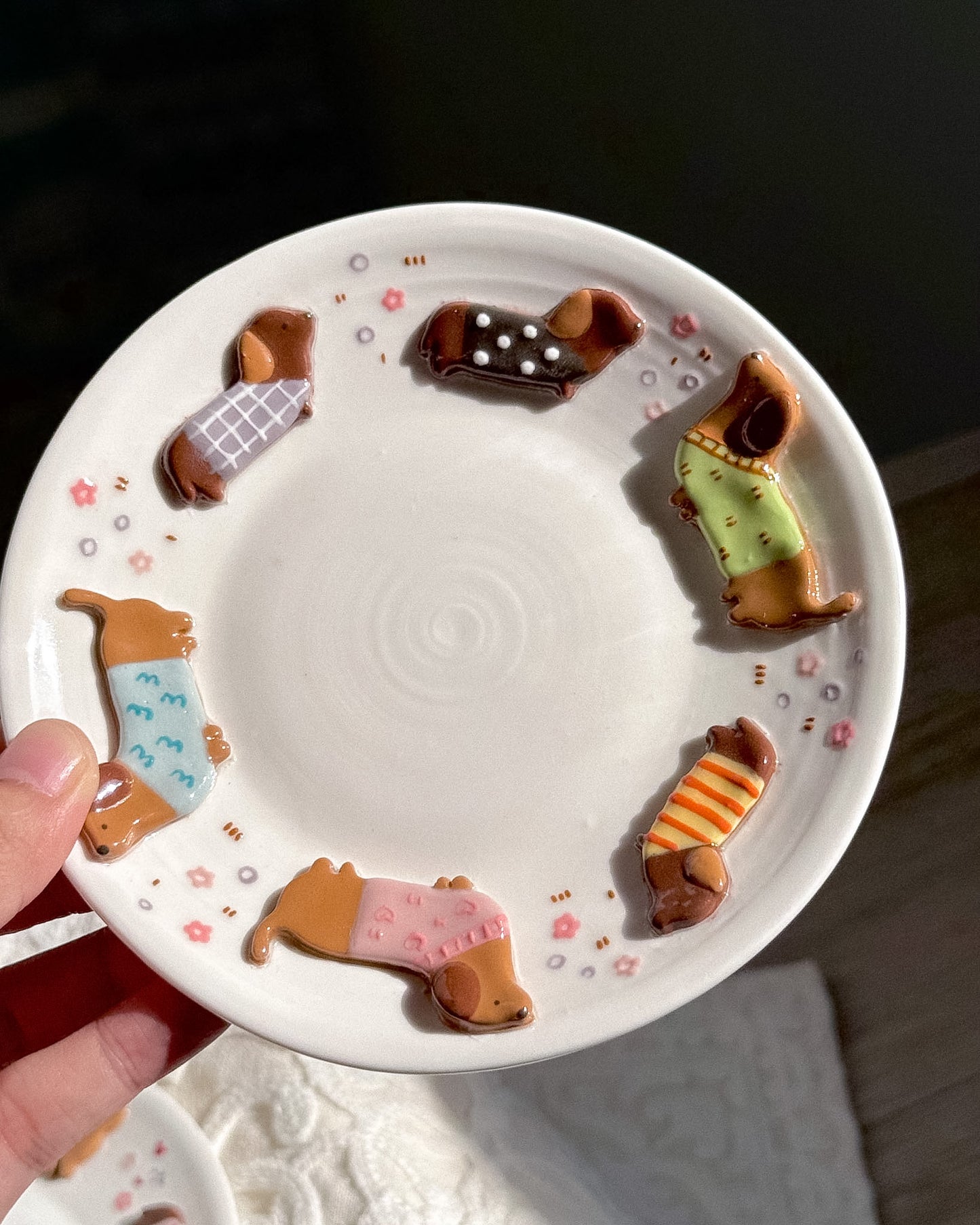 "preorder" DACHSHUND DARK TONE plate ,Small plate -Estimated Completion: SEP