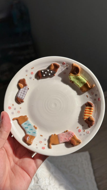 "preorder" DACHSHUND DARK TONE plate ,Small plate -Estimated Completion: SEP