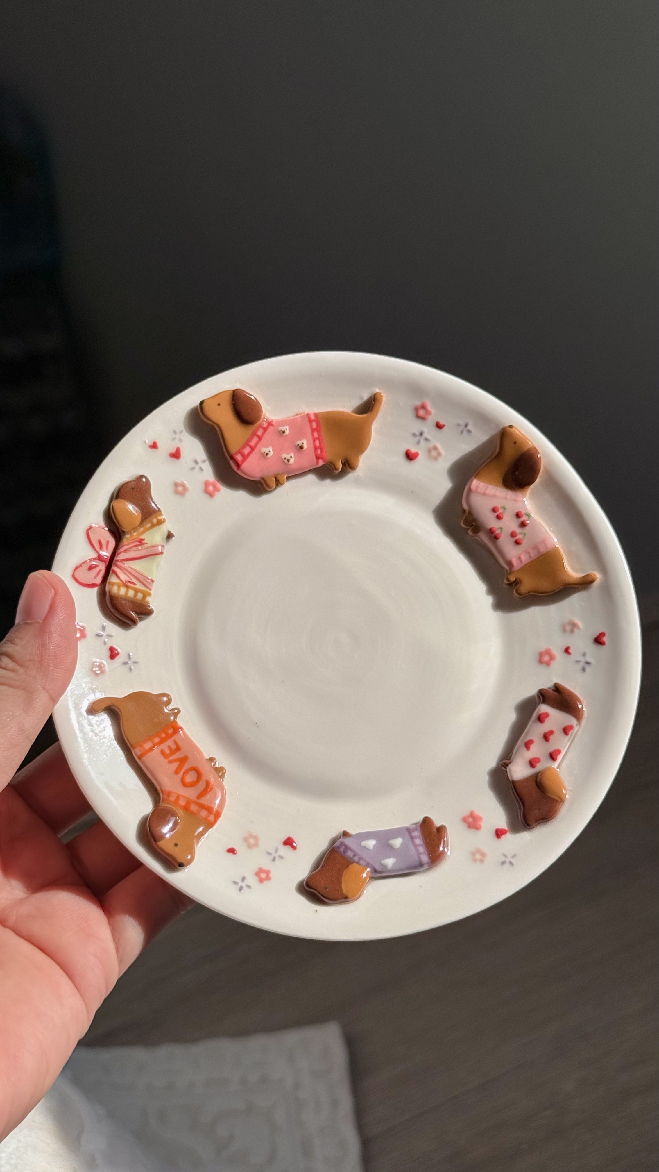 PINK DACHSHUND plate ,Small plate, PLATE,TRAY (PRE-ORDER), Estimated Completion:JUNE