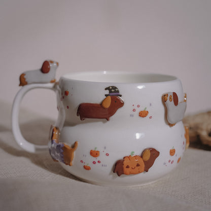 "preorder of" SPOOKY DACHSHUND FLUFFY size cup, Estimated Completion: Mid-OCT