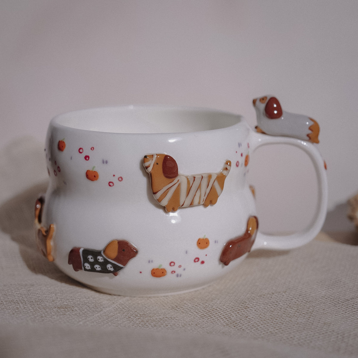 "preorder of" SPOOKY DACHSHUND FLUFFY size cup, Estimated Completion: Mid-OCT
