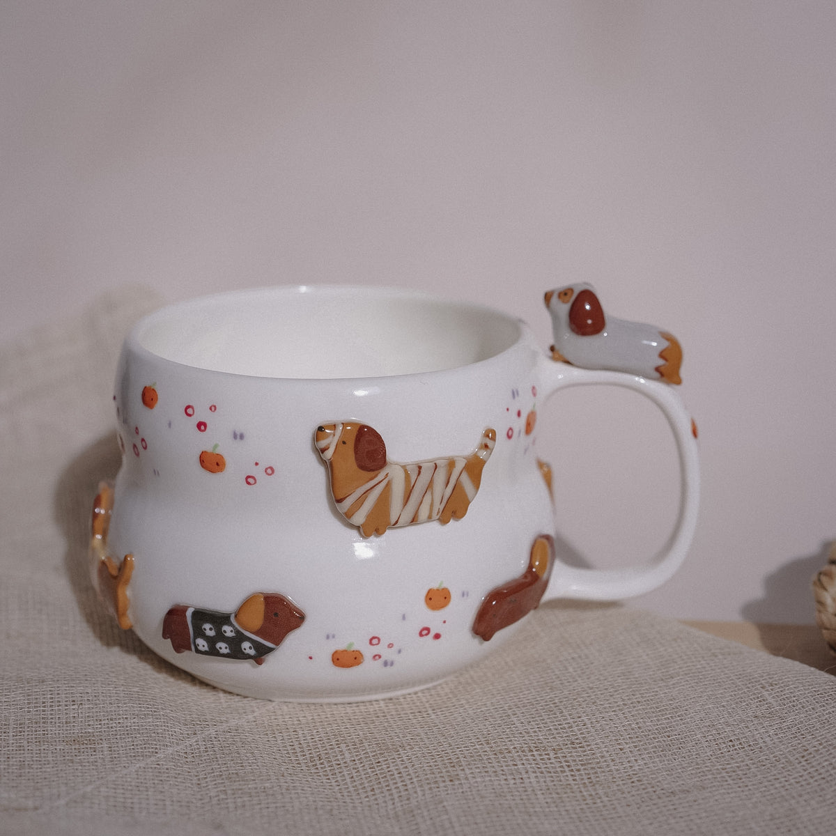 "preorder of" SPOOKY DACHSHUND FLUFFY size cup, Estimated Completion: Mid-OCT