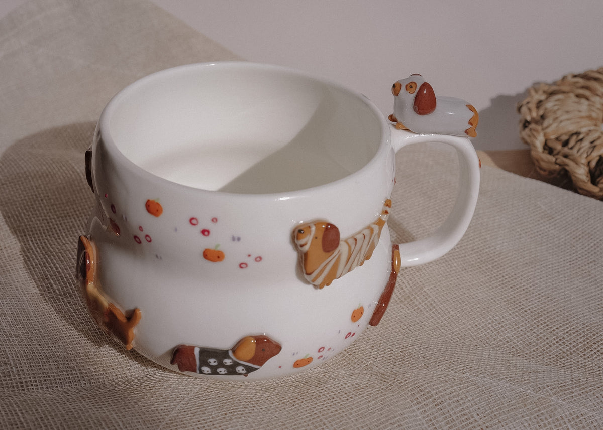 "preorder of" SPOOKY DACHSHUND FLUFFY size cup, Estimated Completion: Mid-OCT