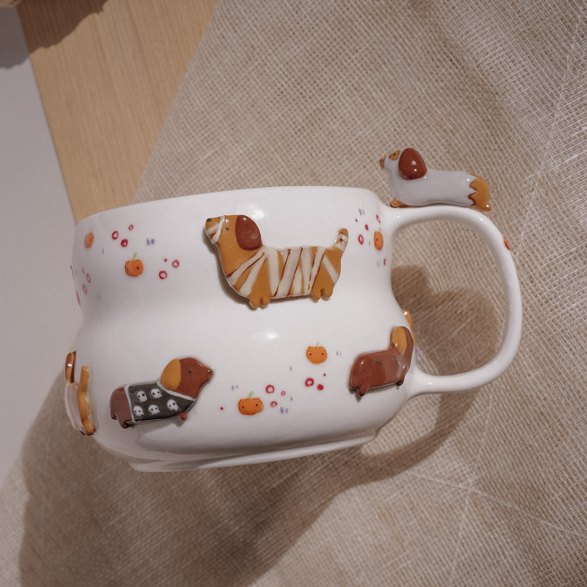 "preorder of" SPOOKY DACHSHUND FLUFFY size cup, Estimated Completion: Mid-OCT