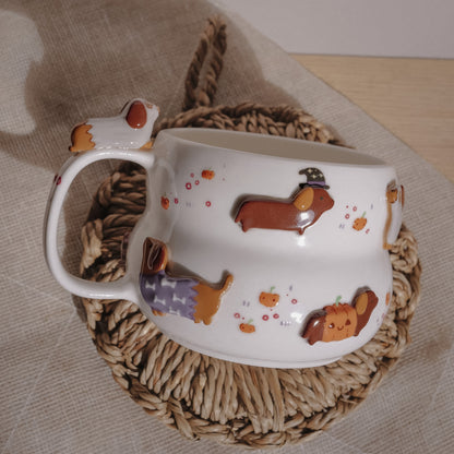 "preorder of" SPOOKY DACHSHUND FLUFFY size cup, Estimated Completion: Mid-OCT