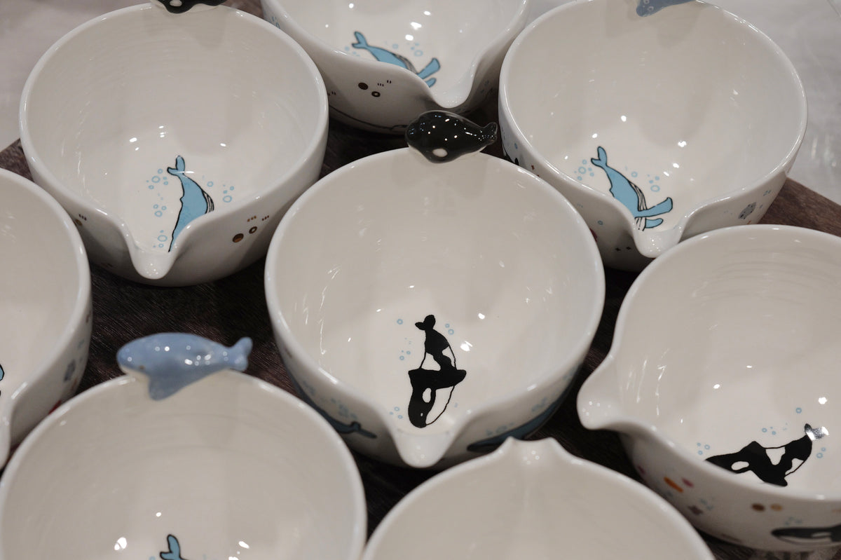 UNDER THE SEA Matcha bowl with hand-painted gold luster details, Chawan