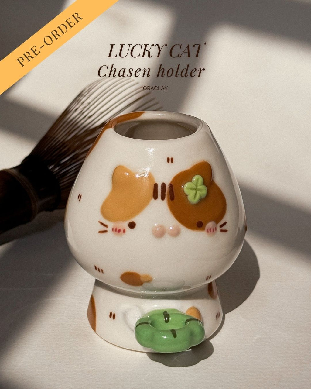 LUCKY CAT chasen holder, whisk holder