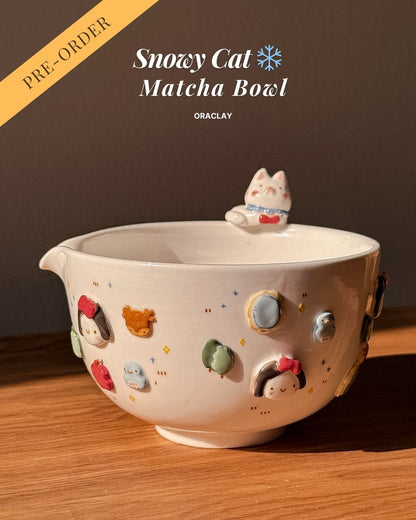 SNOWY CAT matcha bowl, Chawan