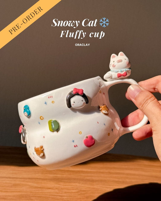 SNOWY CAT, FLUFFY size cup (PRE-ORDER), Estimated Completion: MARCH