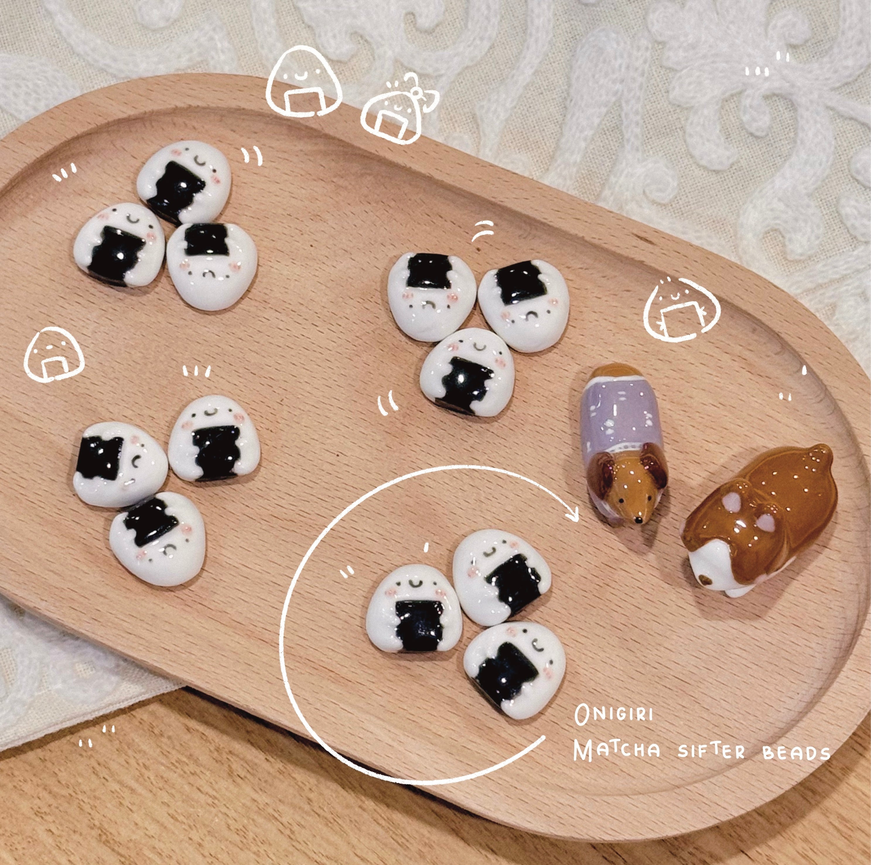 A SET of Sifter Bead, 3 pieces of ONIGIRI Sifter bead (PRE-ORDER), Estimated Completion: JULY
