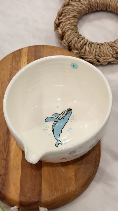 UNDER THE SEA Matcha bowl with hand-painted gold luster details, Chawan