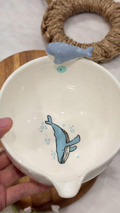 UNDER THE SEA Matcha bowl with hand-painted gold luster details, Chawan