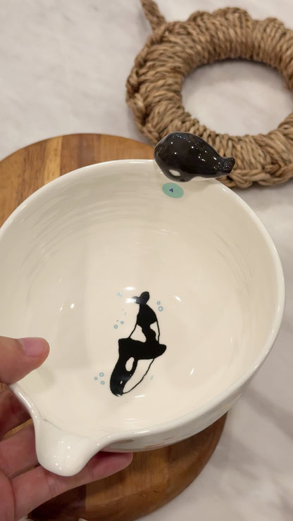 UNDER THE SEA Matcha bowl with hand-painted gold luster details, Chawan