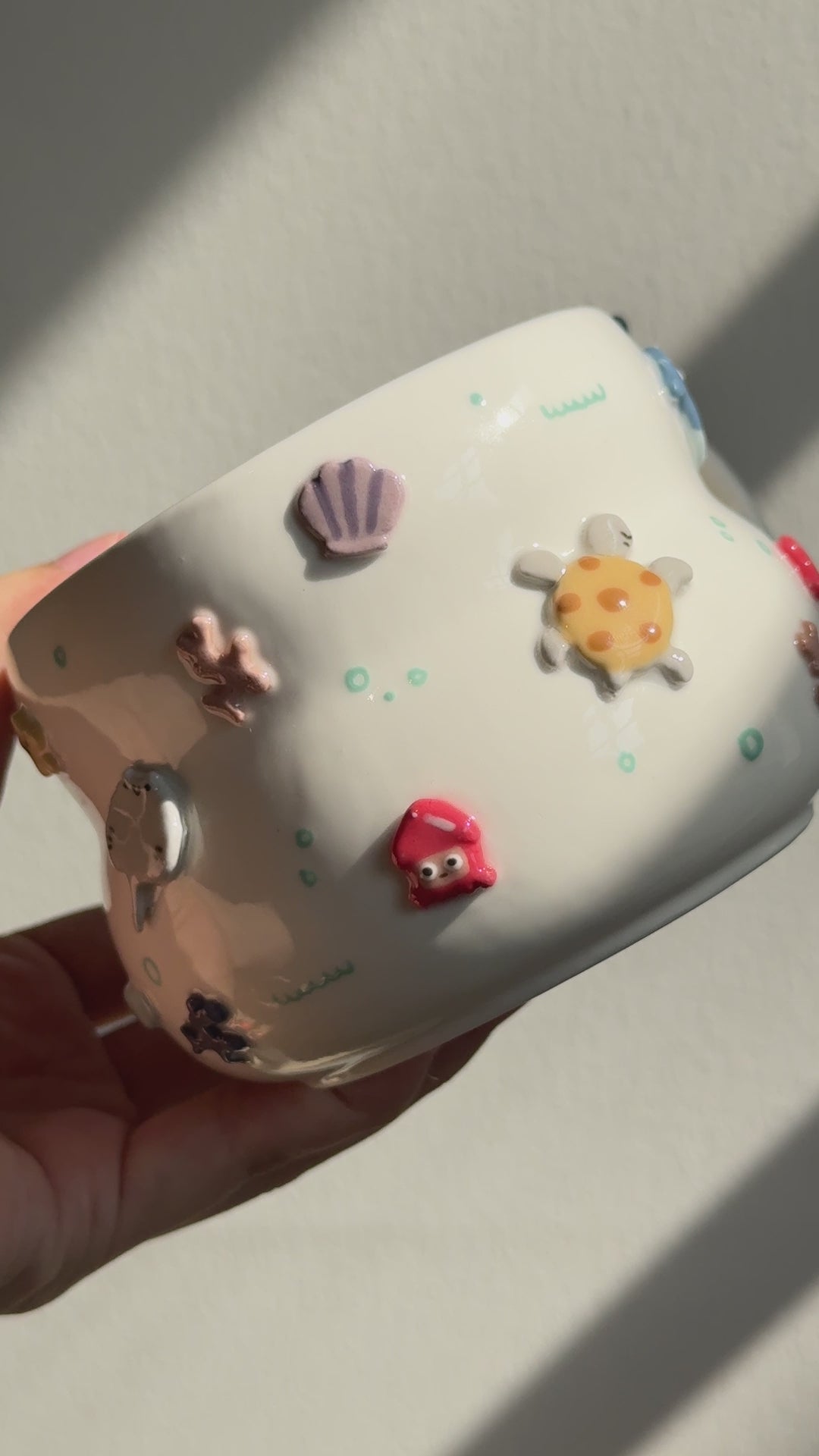 OCEAN cup Fluffy size with Tiny Whale on the Edge